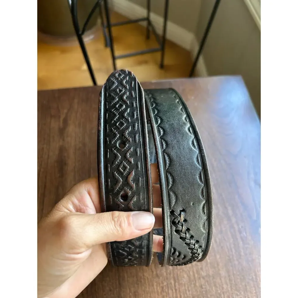 Vintage black tool woven leather size 36 men’s belt Mexico